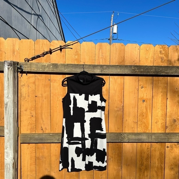 Donna Morgan Black white Dress vintage size 12 abstract retro spring summer‎ - Picture 1 of 8